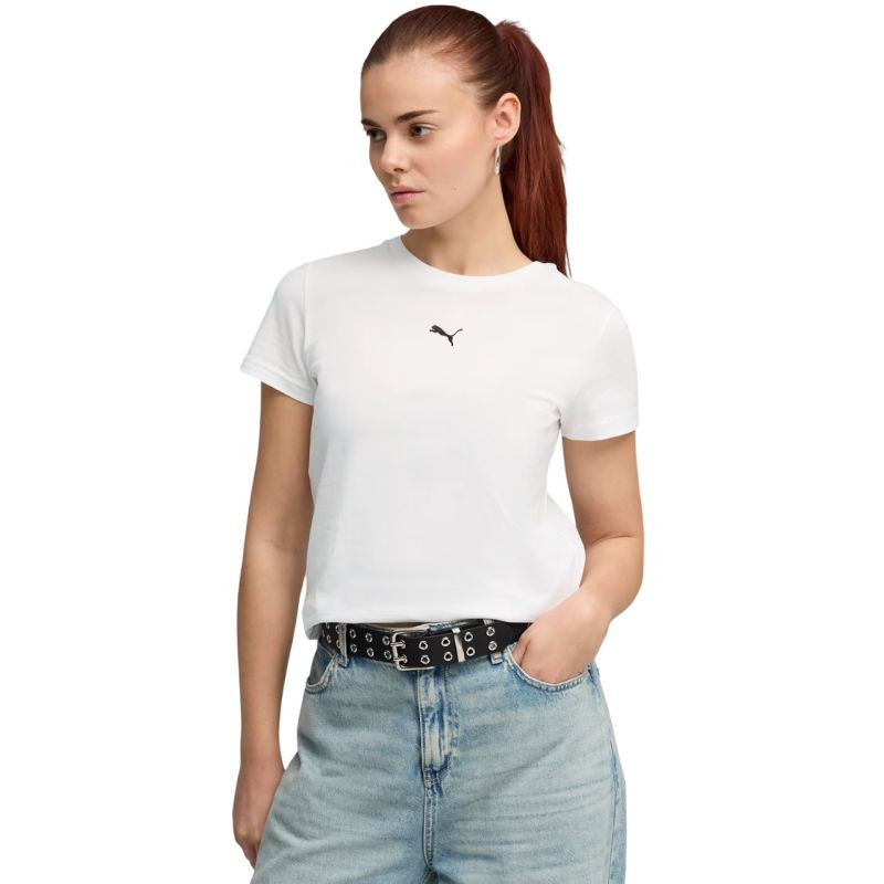 Dámské tričko Puma Ess Centered Cat Logo Tee, bílé, 692916 02 - Dámské oblečení trika
