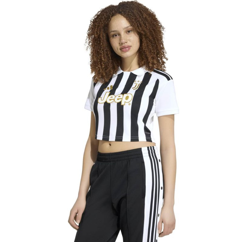 Dámské tričko adidas Juventus 26/27 Home Cropped Jersey, bílo-černé, KB8878 - Dámské oblečení trika