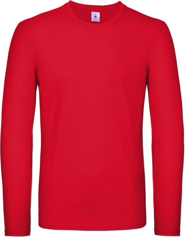 B&C #E150 LSL Tričko s dlouhým rukávem 01.005T red