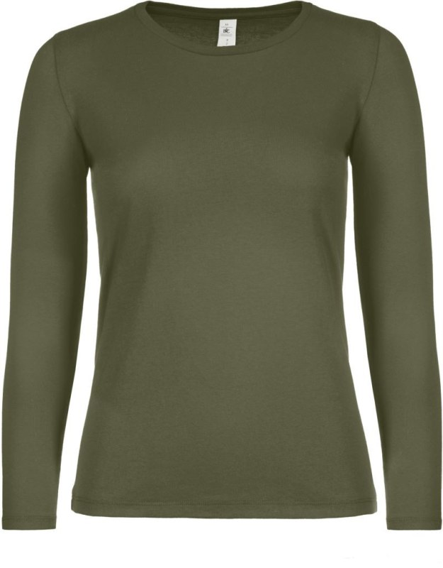 B&C #E150 LSL /women Dámské tričko s&nbsp;dlouhým rukávem 01.006T urban khaki - Dámské oblečení trika