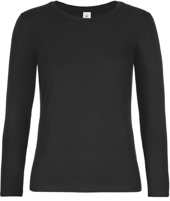 B&C #E190 LSL /women Dámské tričko z&nbsp;těžké bavlny s&nbsp;dl. rukávem 01.008T black - Dámské oblečení trika