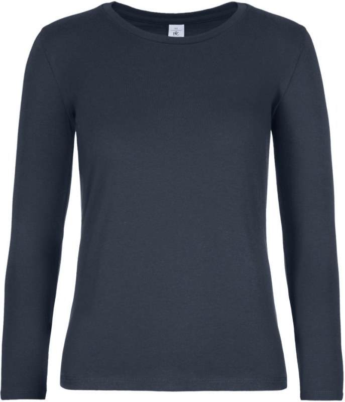 B&C #E190 LSL /women Dámské tričko z těžké bavlny s dl. rukávem 01.008T navy
