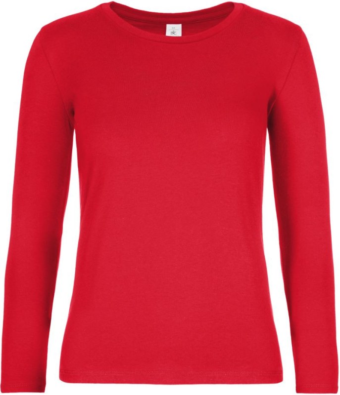 B&C #E190 LSL /women Dámské tričko z těžké bavlny s dl. rukávem 01.008T red