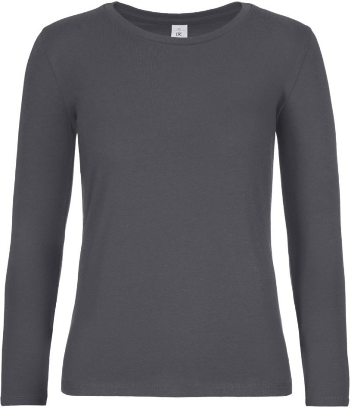 B&C #E190 LSL /women Dámské tričko z&nbsp;těžké bavlny s&nbsp;dl. rukávem 01.008T dark grey - Dámské oblečení trika