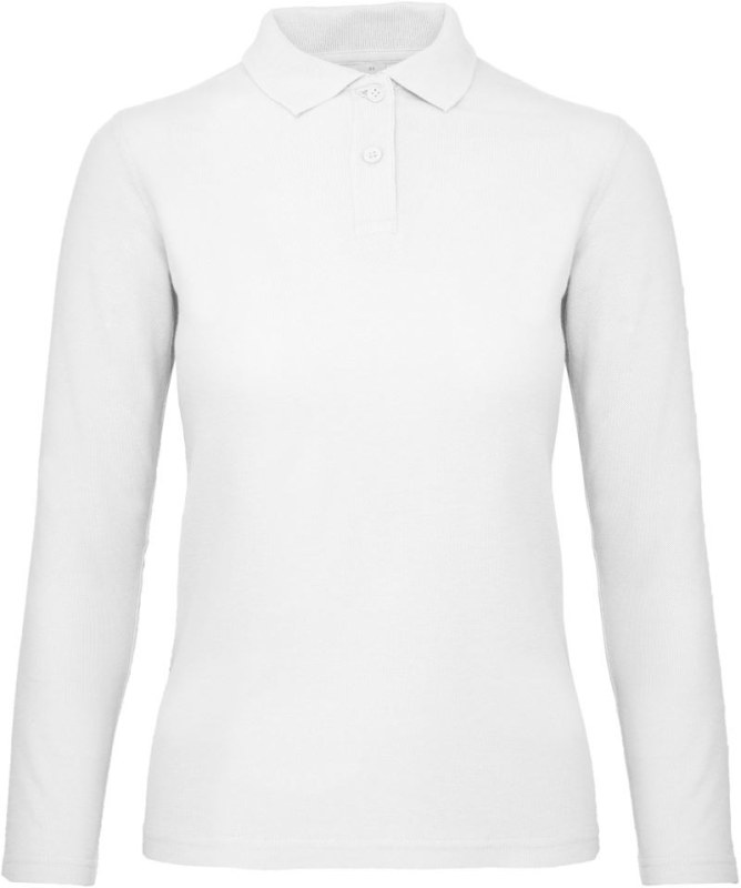 B&C ID.001 LSL /women Dámské piqué polo s dlouhým rukávem 01.0I13 white