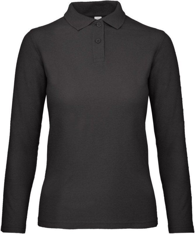 B&C ID.001 LSL /women Dámské piqué polo s&nbsp;dlouhým rukávem 01.0I13 black - Dámské oblečení trika