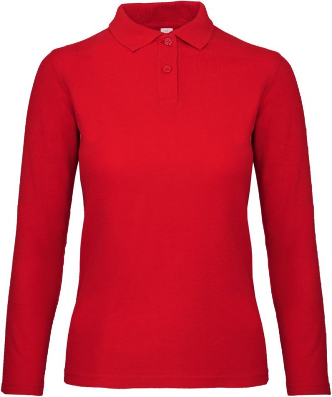 B&C ID.001 LSL /women Dámské piqué polo s dlouhým rukávem 01.0I13 red