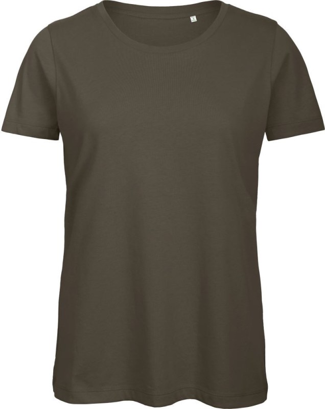 B&C Inspire T /women_° Dámské tričko Medium Fit z&nbsp;bio bavlny 01.TW43 khaki - Dámské oblečení trika
