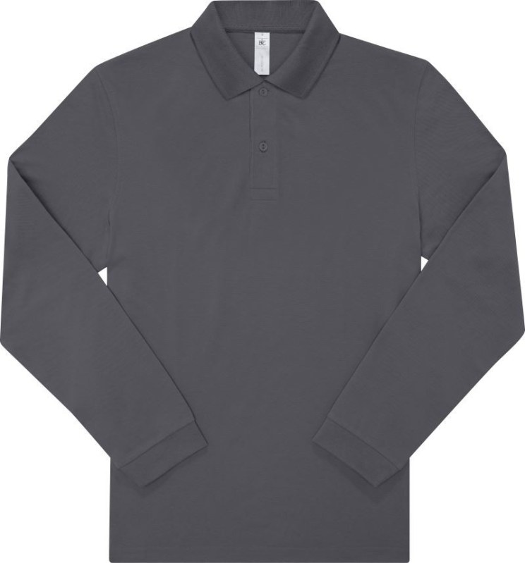 B&C My Polo 180 LSL Piqué polo s dlouhým rukávem 01.U425 dark grey