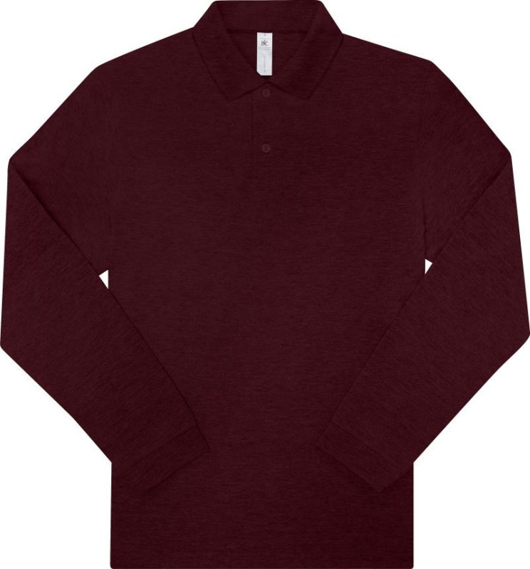 B&C My Polo 210 LSL Piqué polo s dlouhým rukávem z těžké bavlny 01.U427 heather burgundy