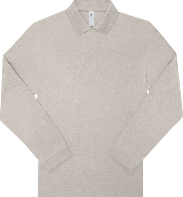 B&C My Polo 210 LSL Piqué polo s dlouhým rukávem z těžké bavlny 01.U427 heather grey fog