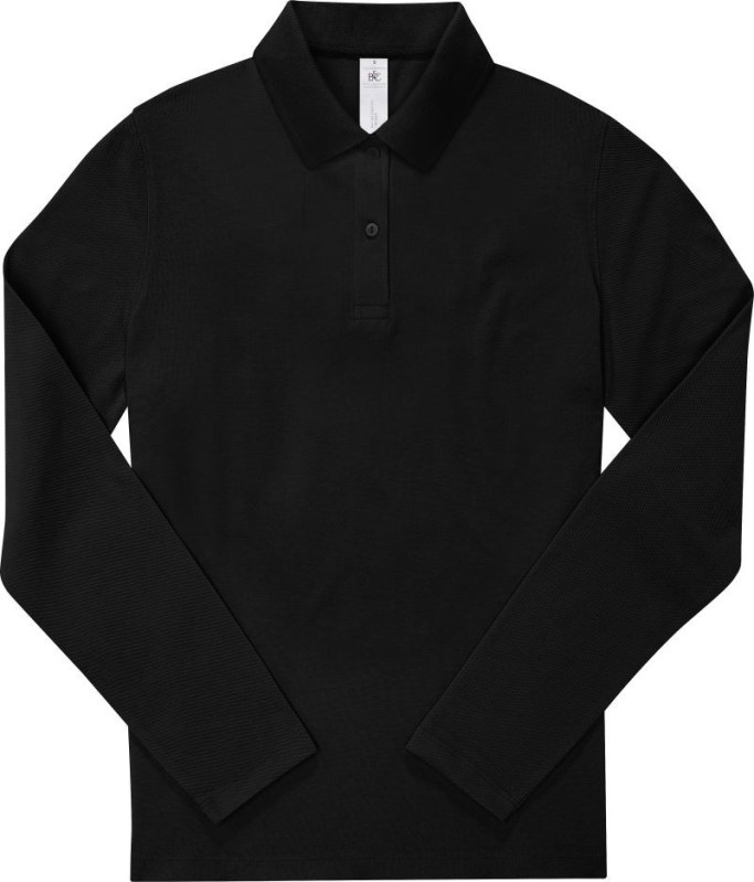 B&C My Polo 210 LSL /women Dámské těžké piqué polo s dlouhým rukávem 01.W464 black