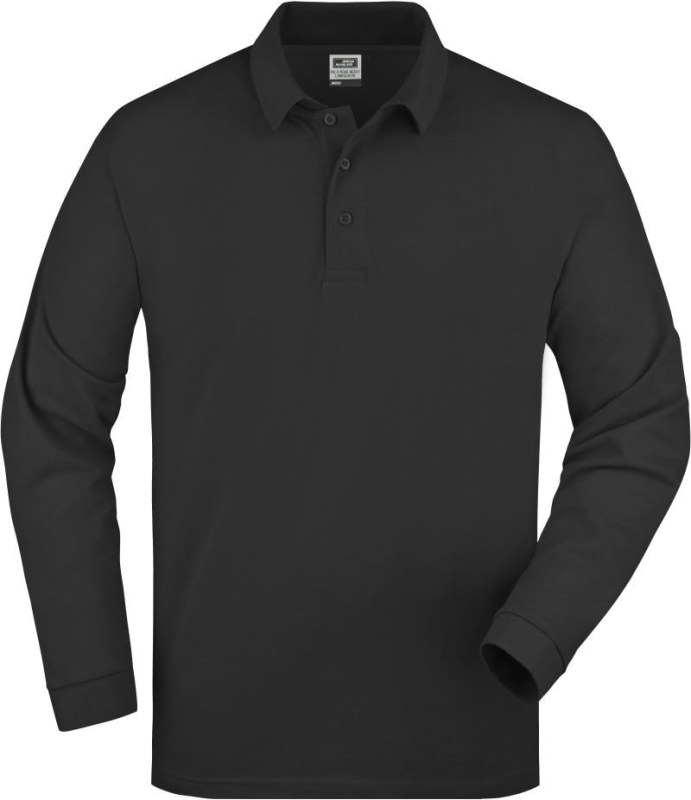 Daiber JN 22 Piqué polo s dlouhým rukávem z těžké bavlny 02.0022 black