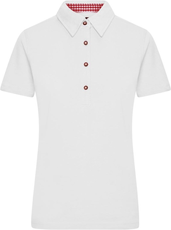 Daiber JN 715 Dámské piqué polo v&nbsp;tradičním krojovém stylu 02.0715 white/red white - Dámské oblečení trika
