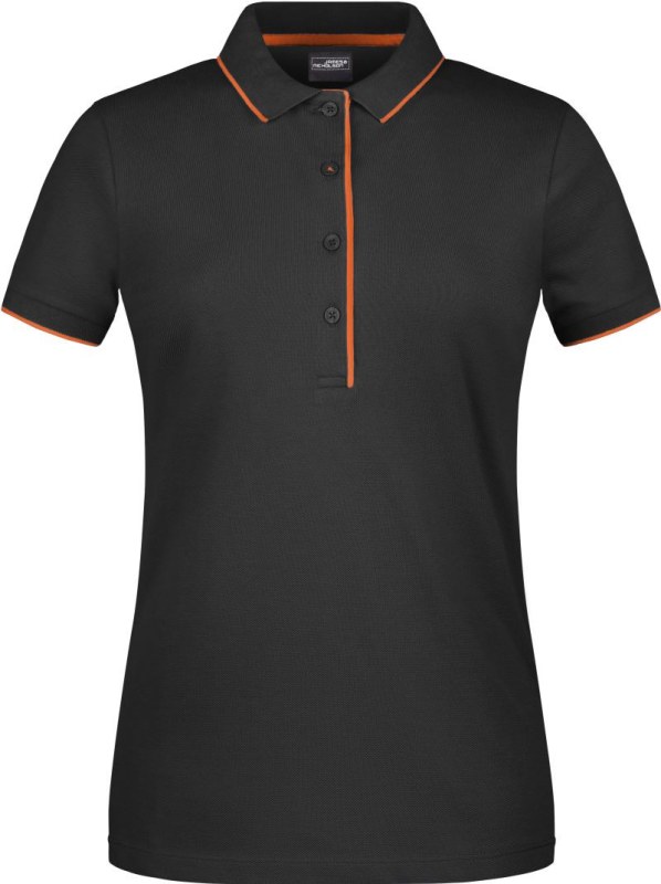 Daiber JN 727 Dámské piqué polo s&nbsp;kontrastní légou 02.0727 black/orange - Dámské oblečení trika