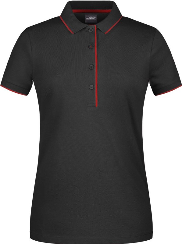 Daiber JN 727 Dámské piqué polo s kontrastní légou 02.0727 black/red