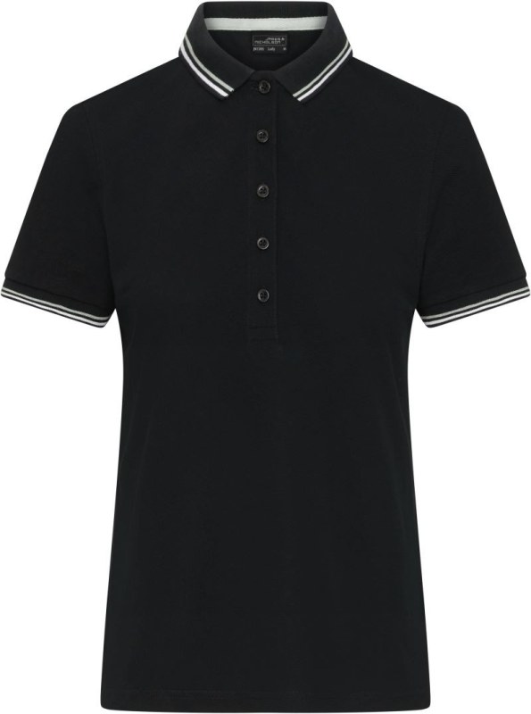 Daiber JN 1305 Dámské těžké piqué polo s proužky 02.1305 black/white/grey