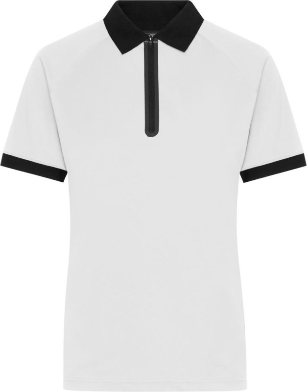Daiber JN 1307 Dámské piqué polo se zipem 02.1307 white/black - Dámské oblečení trika