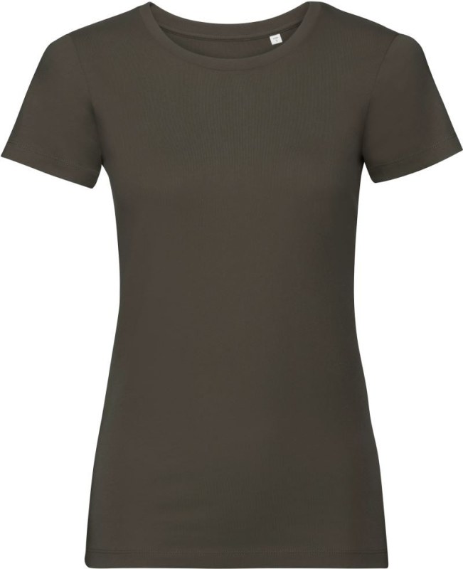 Russell Athletic 108F Dámské tričko Pure Organic 10.108F dark olive - Dámské oblečení trika