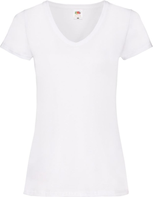 Fruit of the Loom Lady-Fit Valueweight V-Neck T Dámské tričko s výstřihem do V 16.1398 white