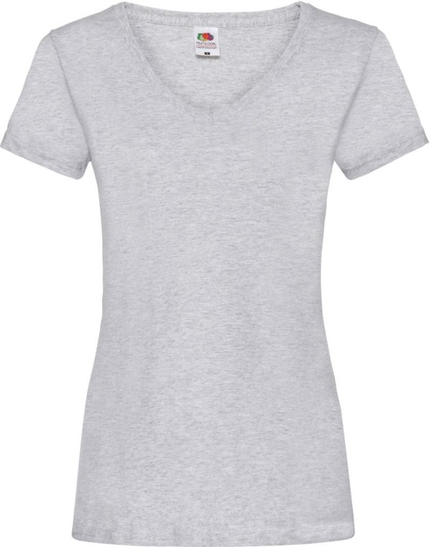 Fruit of the Loom Lady-Fit Valueweight V-Neck T Dámské tričko s výstřihem do V 16.1398 heather grey