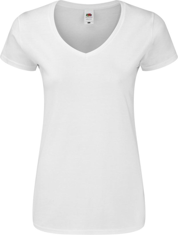 Fruit of the Loom Lady-Fit Iconic 150 V-Neck T Dámské tričko s výstřihem do V 16.1444 white
