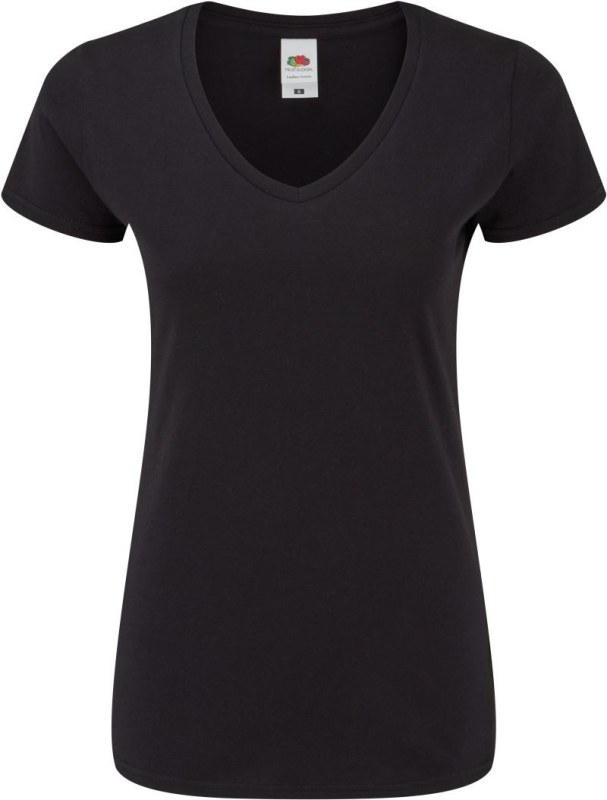 Fruit of the Loom Lady-Fit Iconic 150 V-Neck T Dámské tričko s výstřihem do V 16.1444 black