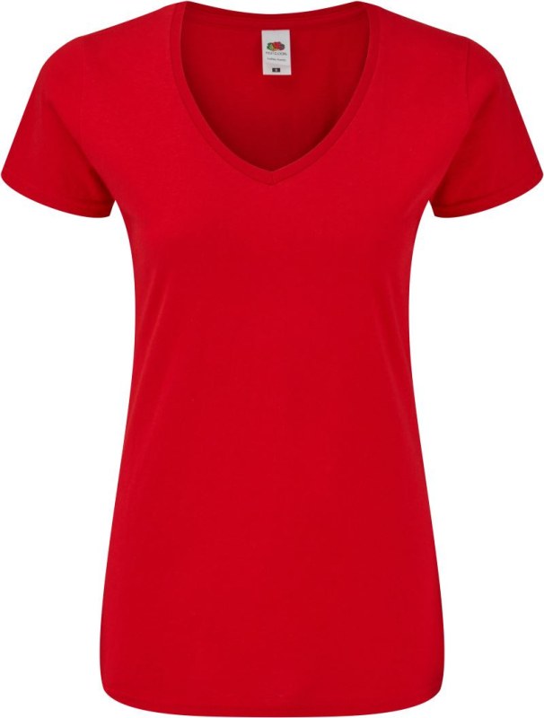Fruit of the Loom Lady-Fit Iconic 150 V-Neck T Dámské tričko s výstřihem do V 16.1444 red