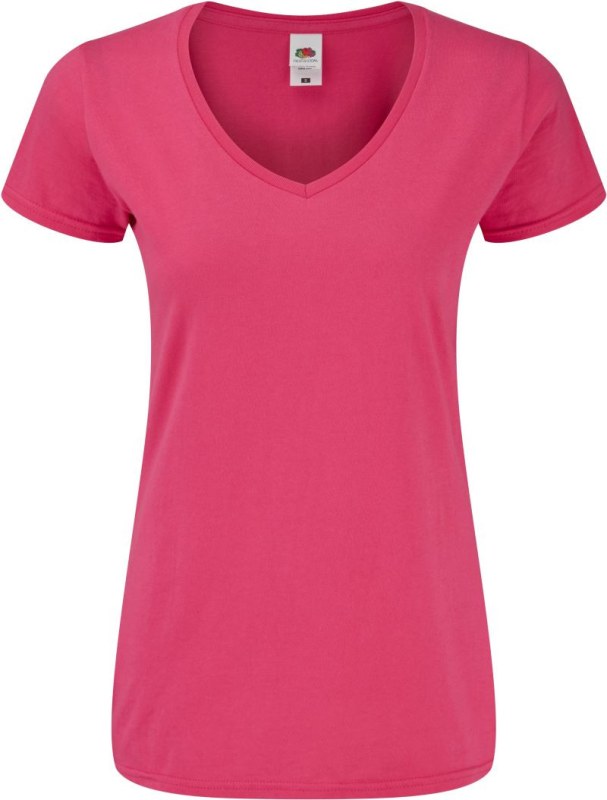 Fruit of the Loom Lady-Fit Iconic 150 V-Neck T Dámské tričko s výstřihem do V 16.1444 fuchsia
