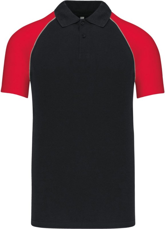Kariban K 226 Baseballové piqué polo 20.K226 black/light grey/red