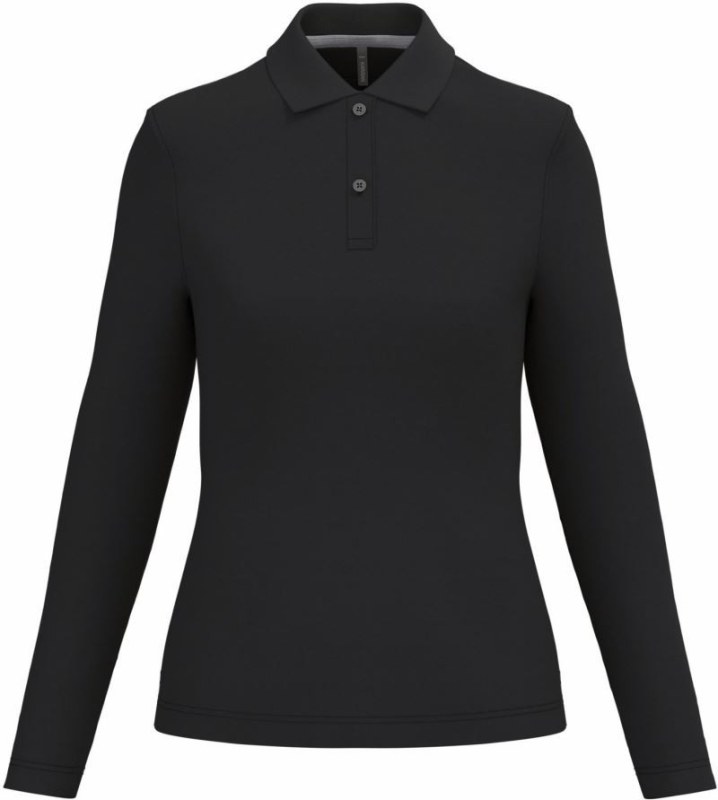 Kariban K 244 Dámské piqué polo s&nbsp;dlouhým rukávem 20.K244 black - Dámské oblečení trika