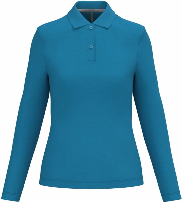 Kariban K 244 Dámské piqué polo s&nbsp;dlouhým rukávem 20.K244 tropical blue - Dámské oblečení trika