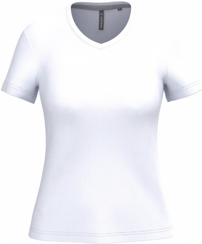Kariban K 381 Dámské tričko s&nbsp;výstřihem do V 20.K381 white - Dámské oblečení trika