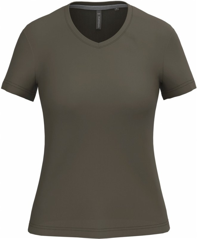 Kariban K 381 Dámské tričko s výstřihem do V 20.K381 dark khaki