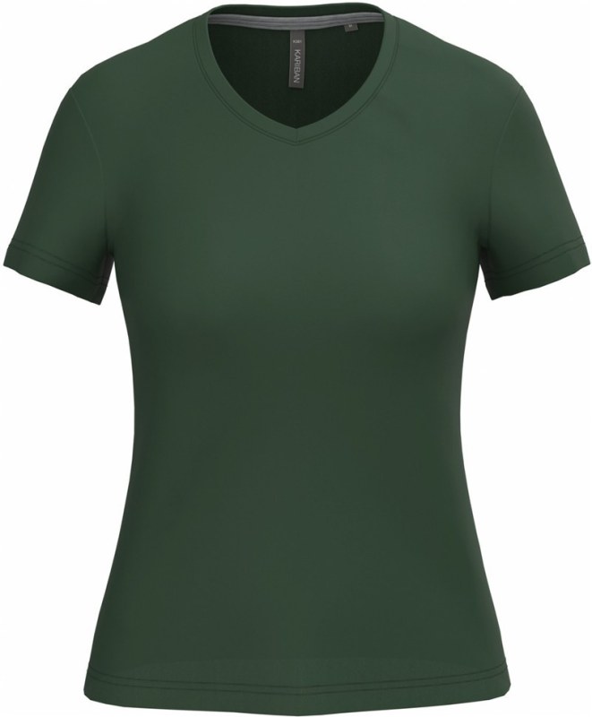 Kariban K 381 Dámské tričko s&nbsp;výstřihem do V 20.K381 forest green - Dámské oblečení trika