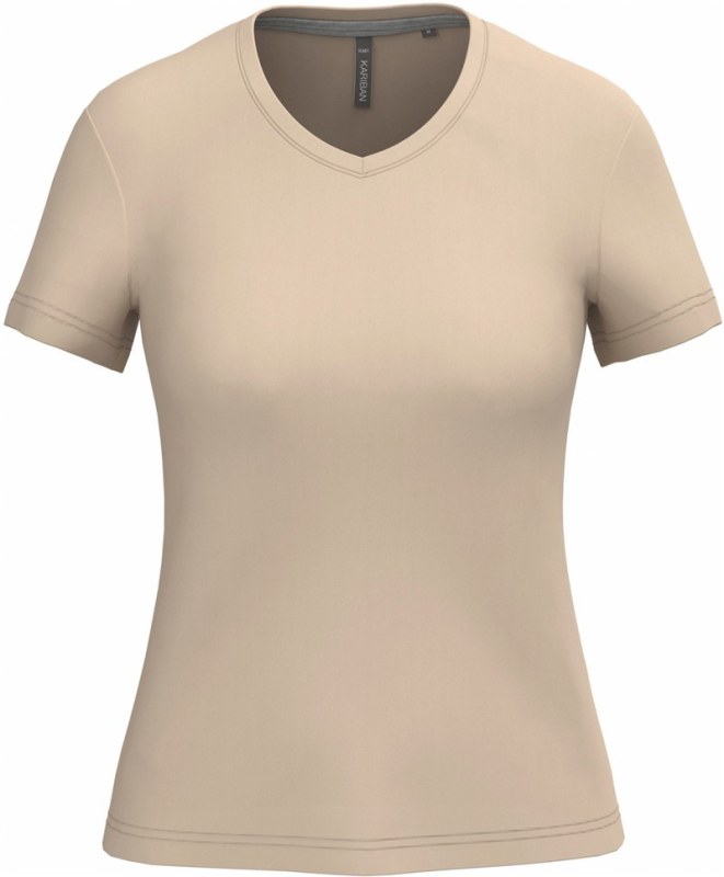 Kariban K 381 Dámské tričko s výstřihem do V 20.K381 light sand