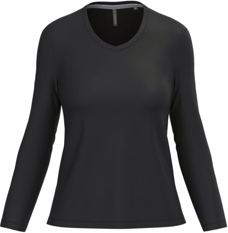 Kariban K 382 Dámské tričko do V s dl. rukávem 20.K382 black