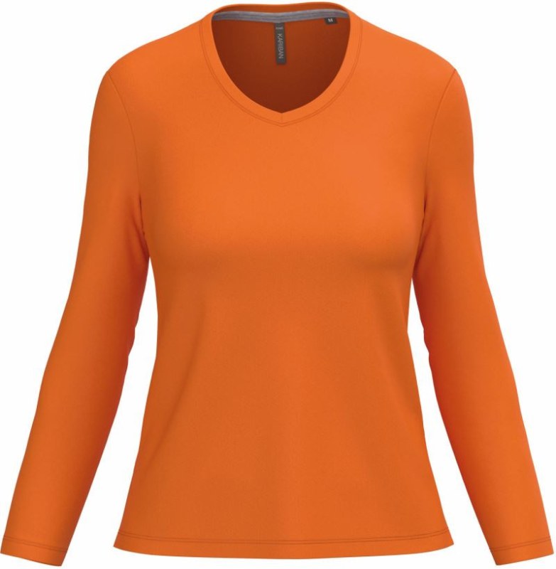 Kariban K 382 Dámské tričko do V s dl. rukávem 20.K382 orange