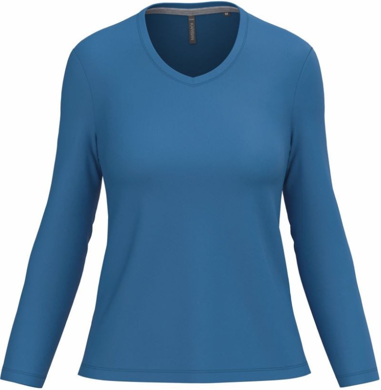 Kariban K 382 Dámské tričko do V s dl. rukávem 20.K382 light royal blue