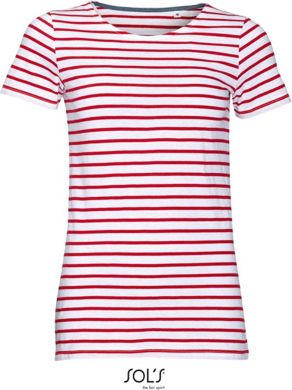 SOL´S Miles Women Dámské pruhované tričko 25.0139 white/red
