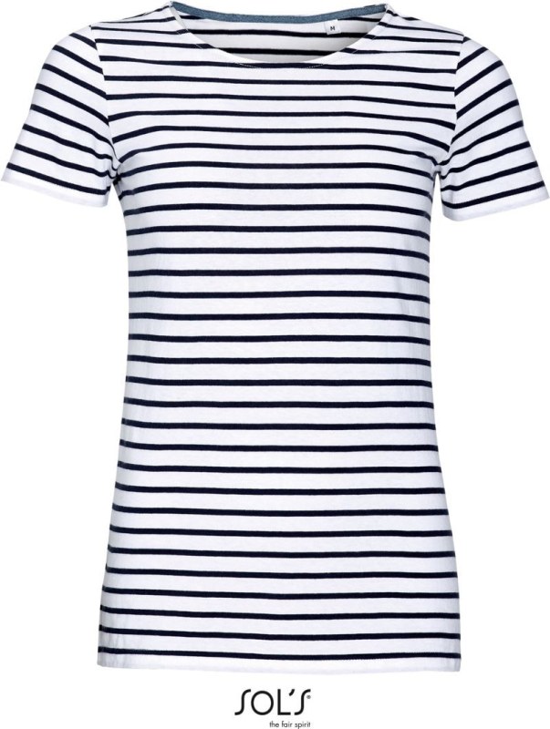 SOL´S Miles Women Dámské pruhované tričko 25.0139 white/navy - Dámské oblečení trika