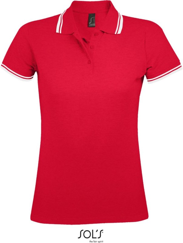 SOL´S Pasadena Women Dámské piqué polo 25.0578 red/white