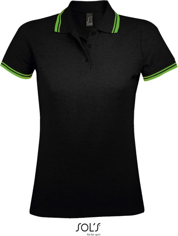 SOL´S Pasadena Women Dámské piqué polo 25.0578 black/lime - Dámské oblečení trika