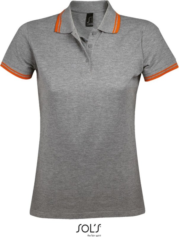SOL´S Pasadena Women Dámské piqué polo 25.0578 melange grey/orange