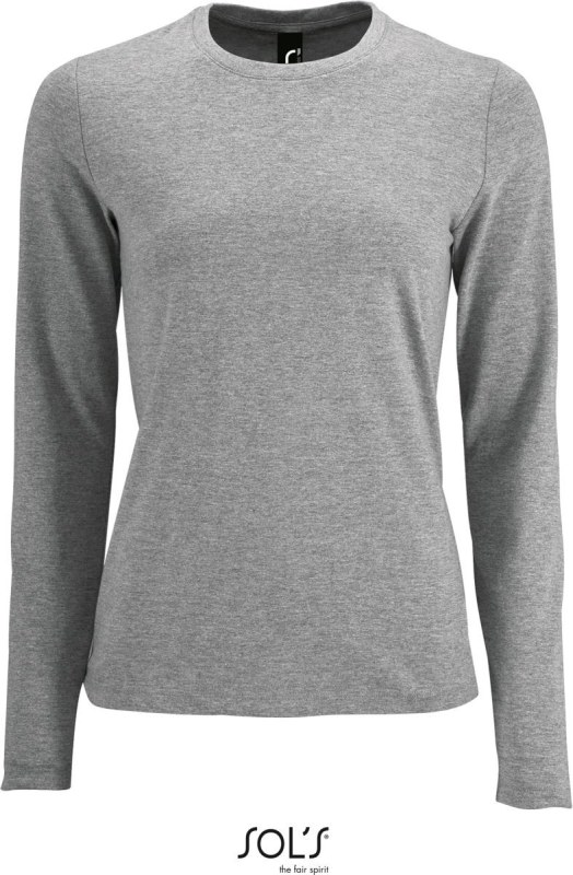 SOL´S Imperial LSL Women Dámské tričko s dlouhým rukávem 25.2075 grey melange
