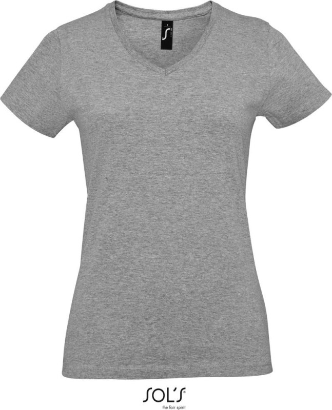SOL´S Imperial V Women Dámské tričko do V z těžké bavlny 25.2941 grey melange