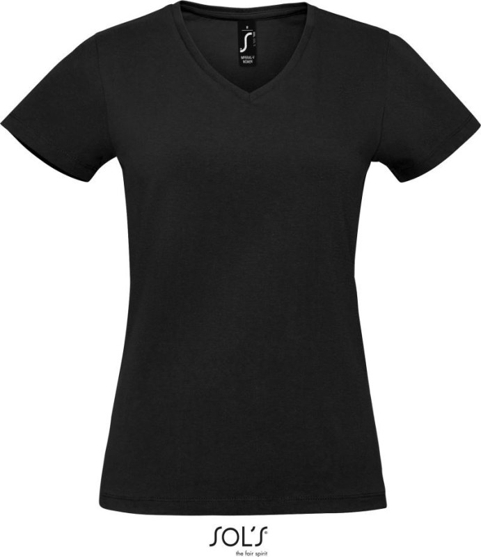 SOL´S Imperial V Women Dámské tričko do V z&nbsp;těžké bavlny 25.2941 deep black - Dámské oblečení trika