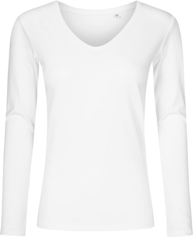 Promodoro 1560 Dámské tričko do V s dl. rukávem - X.O 40.1560 white