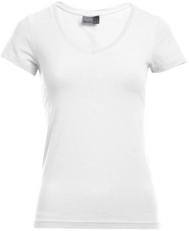 Promodoro 3086 Dámské tričko Slim Fit s výstřihem do V 40.3086 white