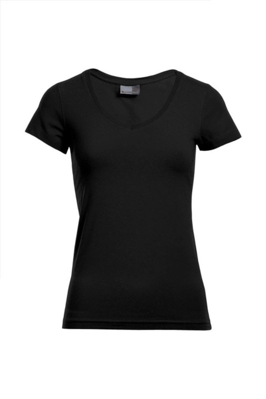 Promodoro 3086 Dámské tričko Slim Fit s výstřihem do V 40.3086 black